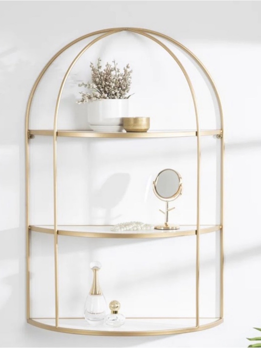 Gold Metal Arch Wall Shelf - Decorative Home Wall Decor - Everly Quinn 32”x21”